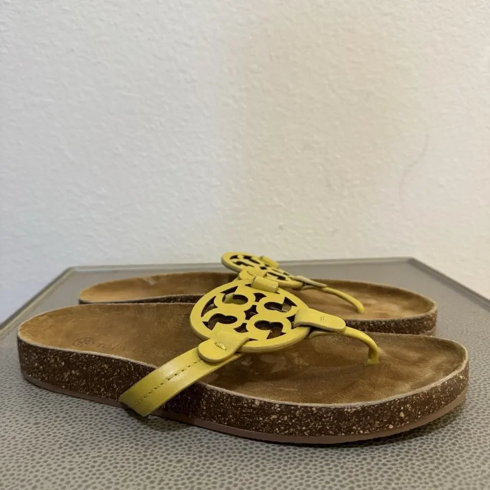 Tory Burch Miller Cloud Leather Sandal Lemon Lime Green US 9.5
